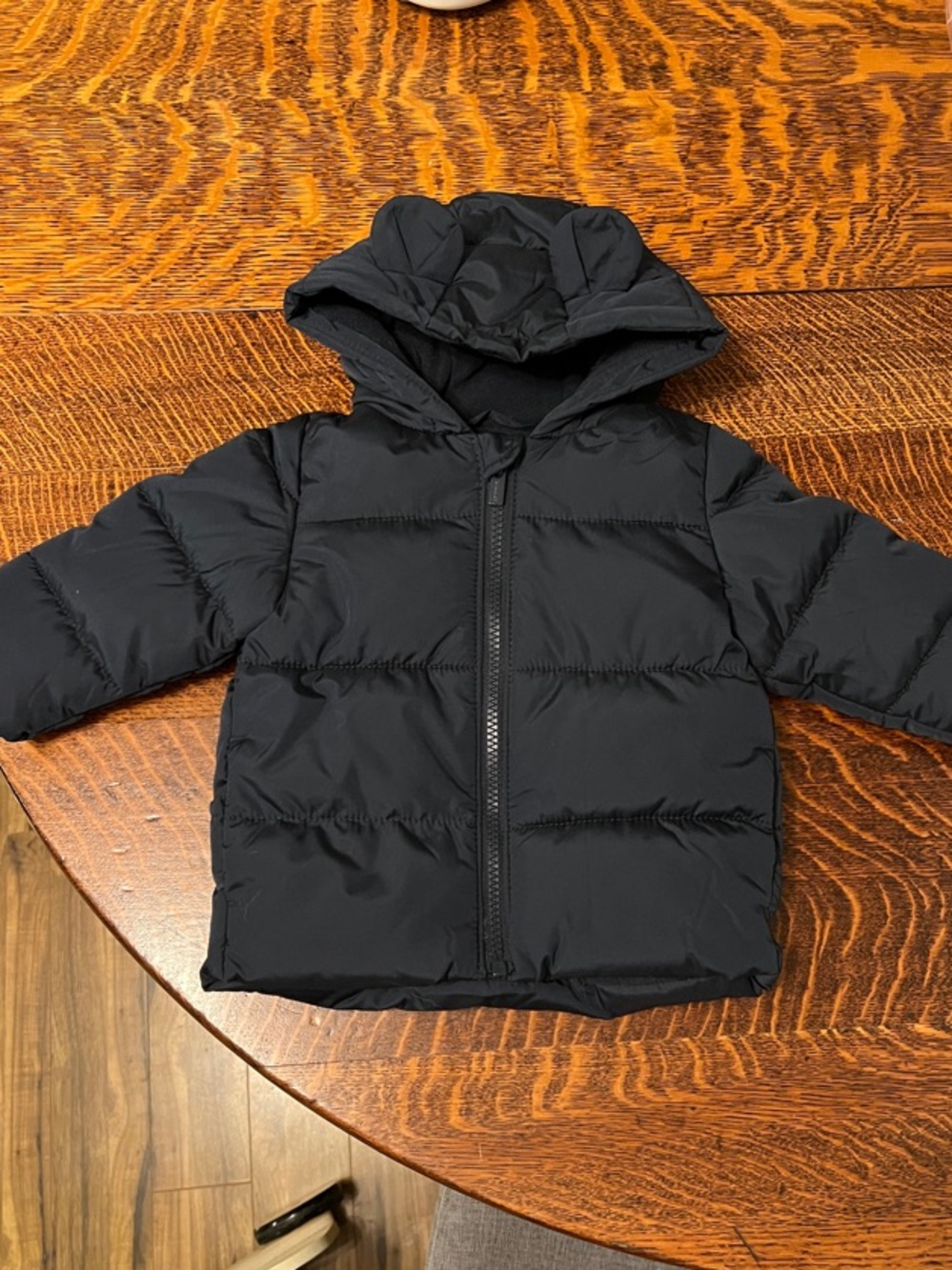 Navy Hooded Puffer Jacket With Ears
